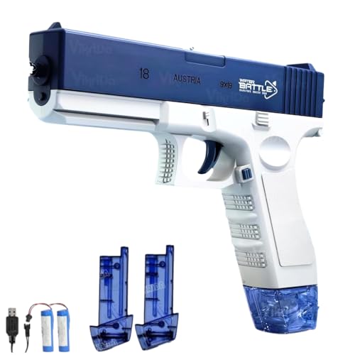 Image of VikriDA High Pressure Holi Pichkari Electric Water Gun with Free Extra Rechargeable Battery, Automatic Squirt Gun with 300CC Excellent Range 25-32 Feet with 2 Water Clip - Blue