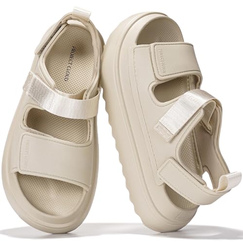 Image of Project Cloud Platform Sandals For Women 2026 - Ultra Soft Insole Slip Resistant Womens Sandals Vacation Outfits for Women - Women's Beach Shoes (Goldie)
