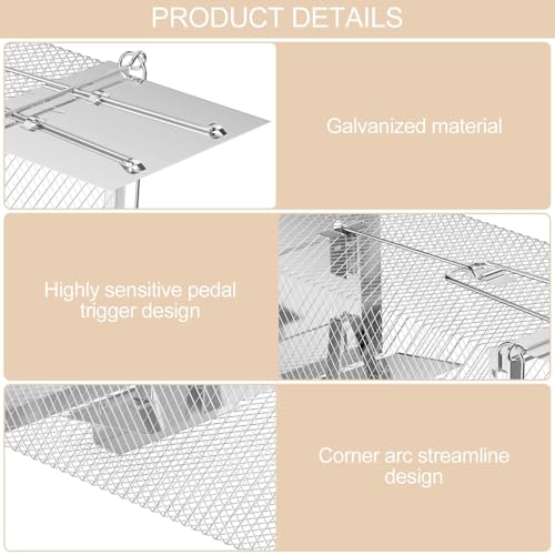 Ravytha 2 Pezzi Trappola Per Topi, Trappole Topi Con Fori, Gabbia Per Topi Riutilizzabili, Trappola Per Mouse In Metallo, Cattura Mouse Vivo Per Cucina, Giardino, Casa, Soffitta, Garage(26.5X15Cm) - 6