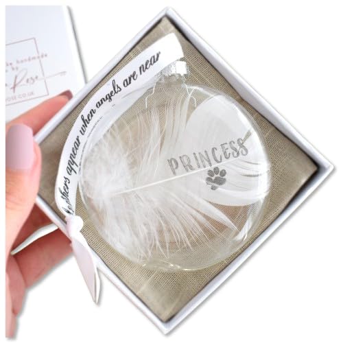 Feather Memorial Gift Personalised Glass Round Christmas Bauble. Gift Boxed In Memory Of Mum Dad etc