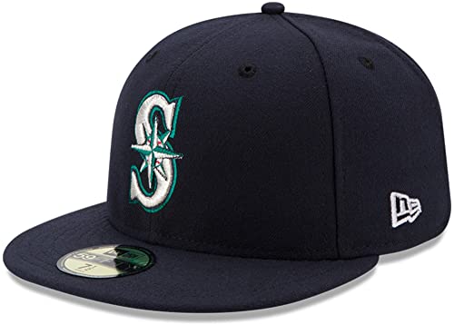 New Era MLB 59FIFTY Team Color Authentic Collection Fitted On Field Game Cap Hat (8, Seattle Mariners)