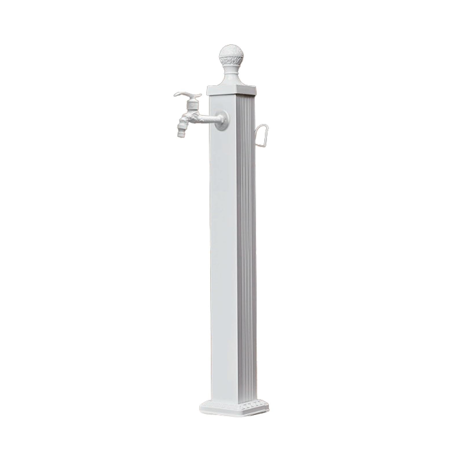Columna de agua cuadrada de aluminio anticongelante para exteriores, soporte decorativo para manguera de fuente de jardín con hidrante vertical, 44.9 pulgadas
