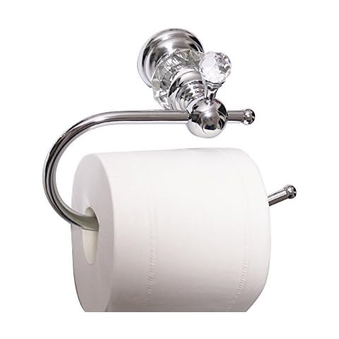 Nokozan Luxury Crystal Series Toilet Paper Holder Wall Mouted, Chrome Cover