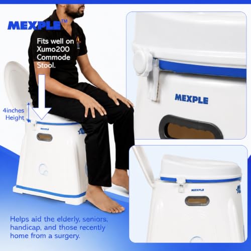 Image of MEXPLE Xumo200 Portable Indian to Western Toilet Converter & RaiXer4 Toilet Seat Height Raiser (4 Inches) | Commode Chair | Seat Raiser Elevator Extension | For Handicap, Knee Patient, Old Citizen
