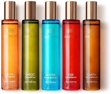 Five Element Essential Oil Roll-On Set – 100% Pure Aromatherapy Blend for Stress Relief, Anxiety Ease, Relaxation & Sleep Support, Circulation & Balance, Self-Care Gift, 2.5 Fl Oz