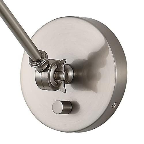 Image of JONATHAN Y 8 inch Nickel Adjustable LED Wall Sconce, Plug-in Wall Lamp with Dimmer Switch, Clear Glass Shade for Bedroom Living Room Kitchen, LED Bulb Included (JYL7575B-SET2)