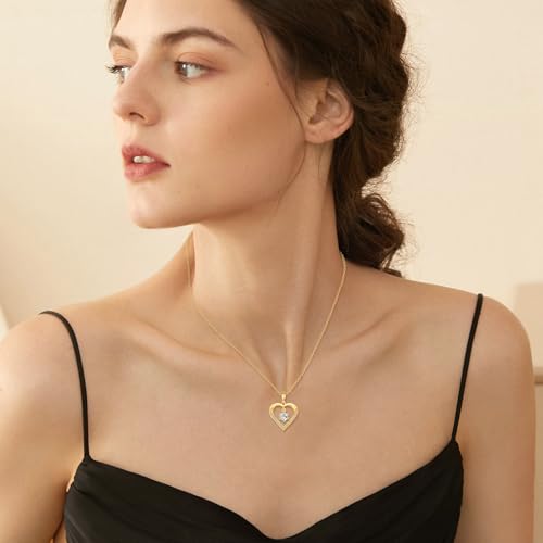 DOVRAN 14K Gold Moissanite Necklace for Women 14K Solid Gold Heart Moissanite Necklace Jewelry Gift for Women2