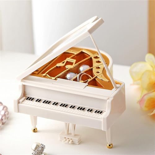 Image of AUGEN Exclusive Music Box Musical 360 rotatable Carousel Children's Wooden Men and Women Birthday Creative Christmas Valentine's Day Gift Home Decoration (Piano)