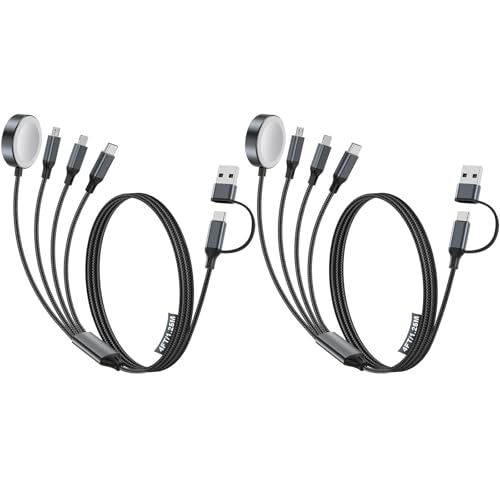 Image of Travel Essentials,2 Pack Multi Charging Cable for Apple Watch Charger /iPhone /Samsung Charger,Type C /Lightning /iWatch /Micro Charging Cable for iWatch Ultra /10-2 /iPhone /Galaxy /Airpods[1.8M]