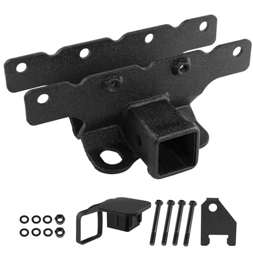 Wrangler Trailer Tow Hitch Kit - 2 Inch Rear Bumper Receiver Compatible with 2018-2024 Jeep Wrangler JL JLU 4 and 2 Door Unlimited Accessories Metal Black Towing Trailer Hitch with Cover