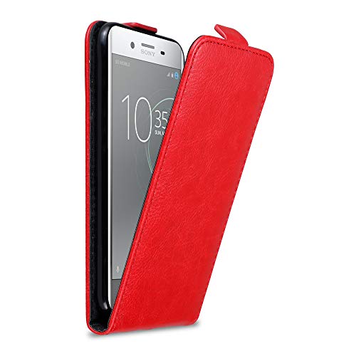 cadorabo Coque pour Sony Xperia XZ Premium en Rouge DE Pomme - Housse Protection en Style Flip avec Fermoire Magnétique - Etui Poche Folio Case Cover
