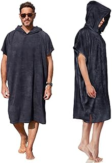 Kato Tirrinia Changing Robe With Hooded,Oversized Windproof Towel Poncho for Beach Surfing Outdoor Sports,Swimming Wetsuit Changing Bath Robe,One Size Fit Adults,Women,Men,Black
