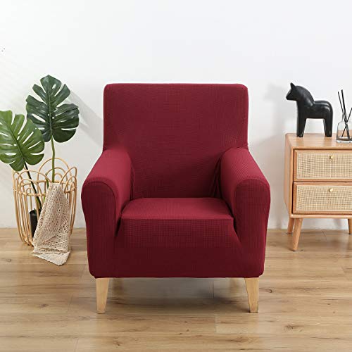 Qelus Banquet Armchair Slipcovers Chair Cover,Tub Chair Covers High Stretchy Sofa Furniture Protector,Removable Couch Covers for Living Room Home Decoration(Wine Red - Image 2