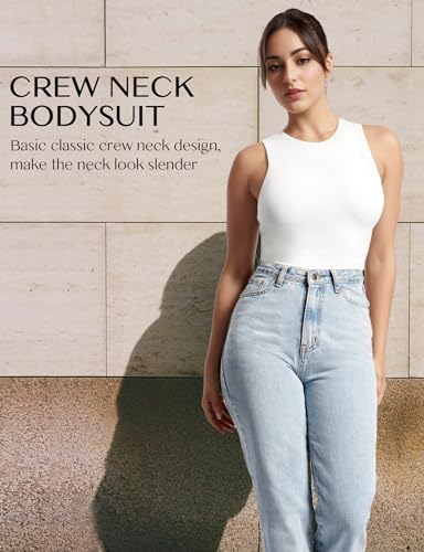 Women's Crew Neck Sleeveless Bodysuits Racerback Halter Tank Top Body Suits for Womens Sexy Going Out Leotards3