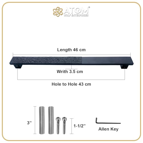 Image of Atom Double-Sided Front Door Handle 18 Inch Aluminium, Pack of 2, Black Matt Finish, for Office, House, Push Bar (Narmada)