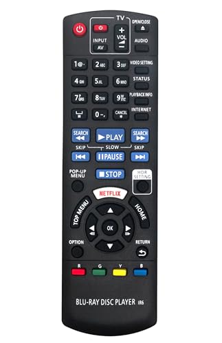 N2QAYB001147 Replace Remote Control Compatible with Panasonic 4K Blu-Ray Disc Player DP-UB820 DP-UB820-K DMP-UB300 P-UB820EB-K DP-UB9000 DMP-UB310 DMP-UB314 DMP-UB390 DMP-UB400 DMP-UB820 N2QAYB001185