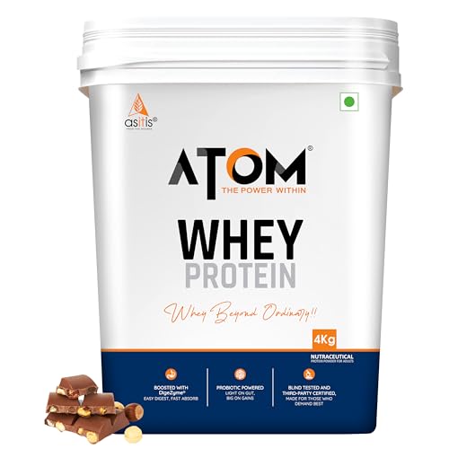 Image of AS-IT-IS ATOM Whey Protein 4kg | 27g protein | Isolate & Concentrate | Choco Hazel Fusion | USA Labdoor Certified | With Digestive Enzymes for better absorption
