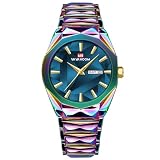 CARLIEN Men's Stylish Elegant Colorful Round Quartz Watch (Rainbow)