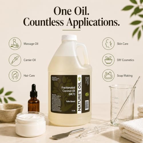 Image of Fractionated Coconut Oil (MCT Oil) Oil Gallon for Massage, Diluting Essential Oils, Hair & Skin Care Moisturizer - by Nature's Oil (Pack of 2)