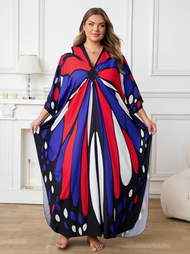 Image of Kaftan Dress for Women - Plus Size Caftan Maxi Beach Dress Moo Moos Loungewear, Swimsuit Cover Up for Beach, Pool or Vacation