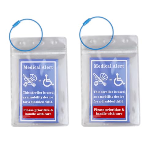 2 Pack Stroller & Wheelchair Medical Alert Tags