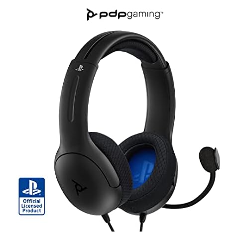 PDP Gaming LVL40 Stereo Kopfhörer mit Mic für PlayStation, PS4, PS5 - PC, iPad, Mac, Laptop Compatible - Noise Cancelling Microphone, Lightweight, Soft Komfort On Ear Kopfhörer, 3.5 mm Jack - Schwarz Cover