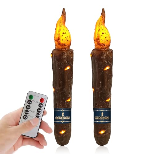 Image of Magical Candlesticks Flameless Taper Candle, 2pcs Brown LED Tapered Candles Remote Dipped Candle 6inch Battery Chandelier for Enchanting Weddings and Harry Potter Inspired Vigils(LW2P-BR)