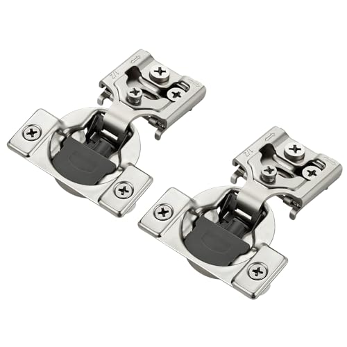 JOYDECOR 60 Packs (30 Pairs) 1/2 Inch Overlay Soft Close Hinges Satin Nickel Concealed Hidden Cabinet Hinges Stainless Steel for Face Frame Kitchen Cabinet Doors - 105 Degree