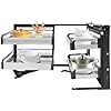 Blind Corner Cabinet, 15Inch Kitchen Minimalist Cabinet Pull Out Soft Close With Large Capacity, Stainless Steel Adjustable Blind Corner Cabinet Organizer, Right Chrome Blind Corner With 4 Shelves
