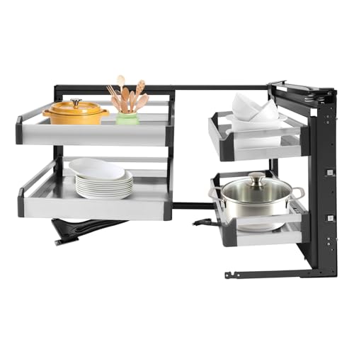 MRFIOJYDR Blind Corner Cabinet Pull Out Organizer, 2 Tier Expandable