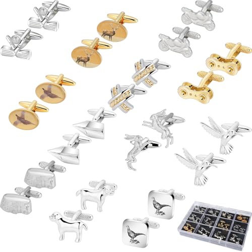 Set de 12 pares de mancuernillas clásicas para hombre miniatura 1