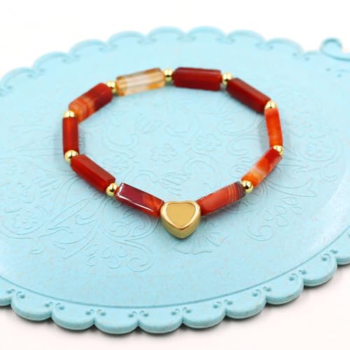 Image of Cuboid Love Elastic Bracelet, Crystal Energy Stone Anxiety Relief Yoga Jewelry for Women Male (Heart-shaped Charm Can Be Customized Name)