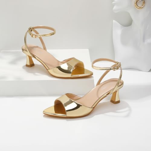 Image of Susanny High Heels for Women Pointed Open Toe Strappy Chunky Block Heels Ankle Strap Stiletto Kitten Heeled Sandals Wedding Bridal Party Prom Sexy Dress Shoes