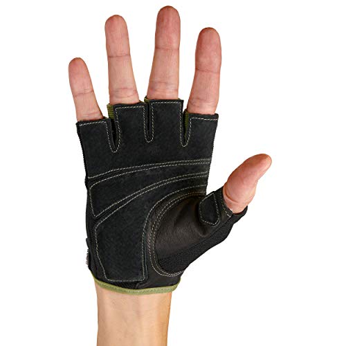 Harbinger Power Non-Wristwrap Workout Weightlifting Gloves with StretchBack Mesh and Leather Palm (Pair) Green X-Large (Fits 8.5 - 9.5 Inches)