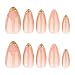 Foccna Press on Nails Almond Fake Nails with Gold Line Design Glue on Nails Acrylic Nails Glossy Full Cover Stick on Nails for Women 24Pcs