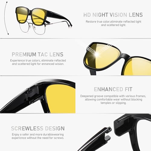 Image of GEGURI Polarized Sunglasses Fit Over Glasses for Men Women, Oversized Square Sun Glasses UV400 Protection Shades