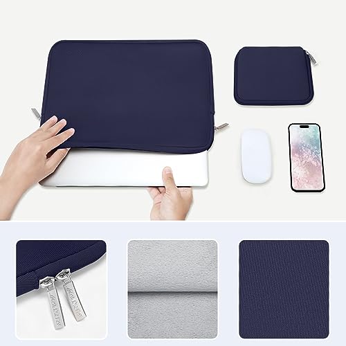 Image of MOSISO Laptop Case 13.3 inch, 13-13.3 inch Laptop Sleeve Bag Compatible with MacBook Air /Pro 13 /Pro 14 M5 M4 M3 M2 M1, HP Dell ASUS Lenovo, Neoprene Computer Sleeve Bag with Small Case, Navy Blue