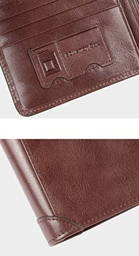 VSULZVNU Wallet Men Vintage Leather Rfid Anti-Theft Brush Wallet Tri-Fold Short Wallet (Color : Khaki, Size : A)4