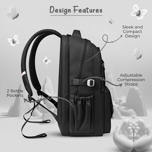 Image of Gear Grace 19 inch /40L Large Water Resistant School Bag | Casual Backpack | Daypack | Travel Backpack | Kids Bag for Boys /Girls (Black - Black)