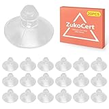 ZukoCert 20 PCS Small Suction Cups for Glass Table Tops - 18mm/0.7' Clear Anti Slip Pads for Furniture - Mini Transparent Rubber Bumpers - Tiny Glass Top Grippers Without Hooks