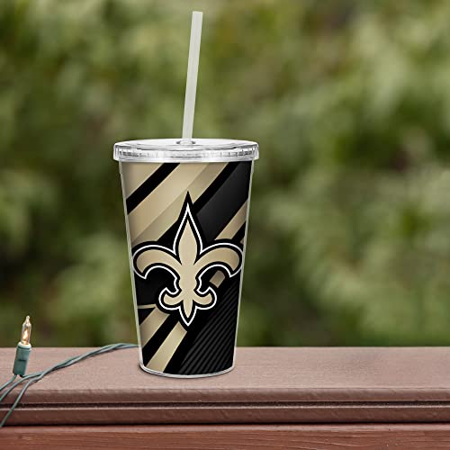 Image of Rico Industries NFL Football 16oz Clear Tumbler W /Straw for NFL Fans