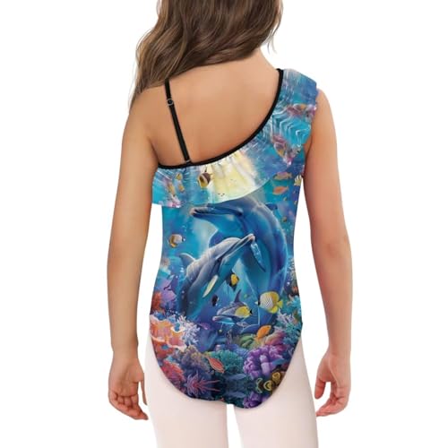 Image of Xpyiqun Swimsuits for Girls 3-14 1-Shoulder Ruffle Bathing Suit One Piece Adjustable Halter Swimming Wear