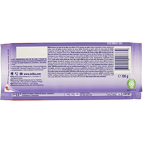 Milka Chocolate Recheado Strawberry Yogurt 100G