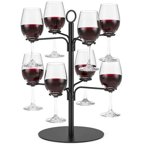 TJ.MOREE Drinks Tower for 8 Glasses - Aperol Tree, Serving Tree for Cocktails - Birthday Gift for Women, Aperol Gift, Sarti Pink Aperitif, Cocktail Tree Stand, Champagne Tower (Black)