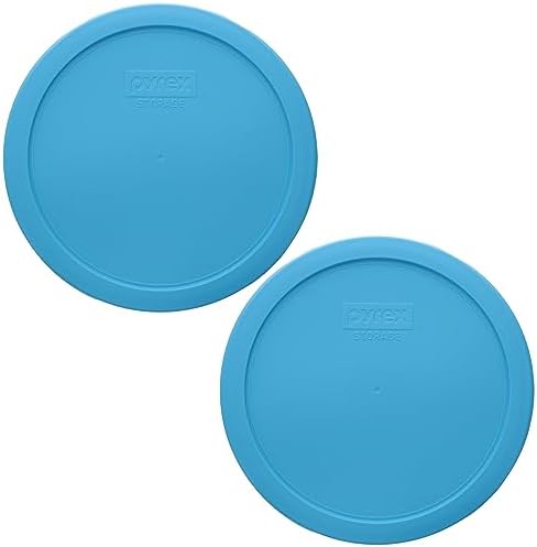 Pyrex 7402-PC 6/7-Cup Bright Blue Pantone Food Storage Replacement Lid (2 Pack) - Made in USA