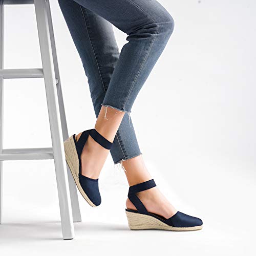 Image of DREAM PAIRS Women's Ankle Strap Wedge Sandals | Espadrilles Sandals, Elastic Ankle Strap, Cushioned Comfort for Summer Outfit, Fashion Dressy Shoes