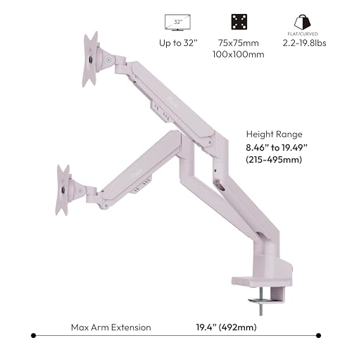 Image of Pixio Two PX246 Wave Pink 24 inch 120Hz Refresh Rate FHD 1080p Resolution IPS Panel 4ms GTG Response Time Gaming Monitor and PS1D Wave Pink Dual Monitor Arm