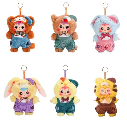 Cute Samuel Coffee Shop Series Plush Pendant, Mini Portable Keychain, Random One Cute Collectible Pendant Vinyl Keychain, Fashion Christmas Birthday Party Mystery Box Gift