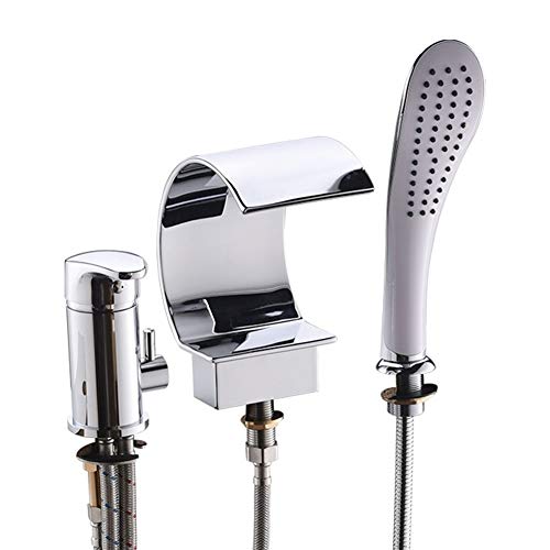 Ensemble de douche de salle de bain argenté avec robinet cascade et douchette à main