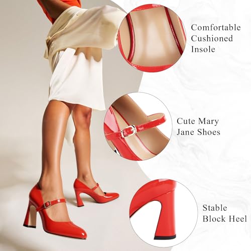 Mary Jane Heels with Strap Vintage Black Maryjane Dress Shoes for Women Comfortable High Block Heel Women's Pumps for Working Graduation Office2